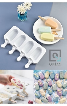 Qniay Pratik Beyaz Silikon 4'lü Magnum Dondurma Kalıbı / Dondurma Kalıbı Qniay Pratik Beyaz Silikon 4'lü Magnum Dondurma Kalıbı / Dondurma Kalıbı