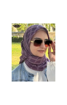 Aldaıyr Jakarlı Caz Eşarp 120 X120 Pamuk İkinci Desen Mor