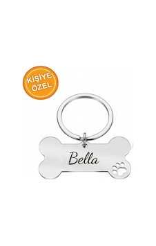 İsme Özel Çelik Kedi Köpek İsimlik Künyesi Silver Gri