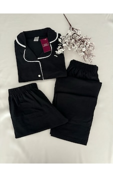 Mh Moony Homewears 3'lü Siyah Yumuşak Pijama Takımı Siyah Mh Moony Homewears 3'lü Siyah Yumuşak Pijama Takımı Siyah
