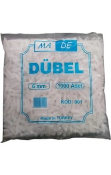6 Mm 1000Li Paket Standart Beyaz Dübel Made Kod 001 6 Mm 1000Li Paket Standart Beyaz Dübel Made Kod 001