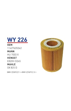 WUNDER WY226 YAĞ FİLTRESİ - BMW 1 [F20/F21] 11 - - BMW 3 [F30/F31
