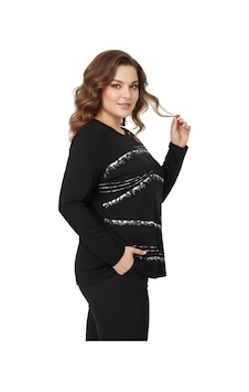 Wearon Kadın Siyah Sıfır Yaka Taşlı Bluz Bgl-st05155 Siyah Wearon Kadın Siyah Sıfır Yaka Taşlı Bluz Bgl-st05155 Siyah