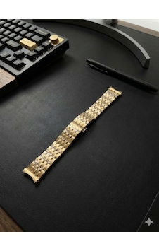 20mm Çapında Ucu Kavisli Gold Renk Çelik Saat Kordonu Altın 20mm Çapında Ucu Kavisli Gold Renk Çelik Saat Kordonu Altın