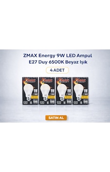 Zmax Energy 9w Led Ampul E27 Duy 6500k Beyaz Işık 720 Lümen 60w Eşdeğer Enerji Tasarruflu 4 Adet