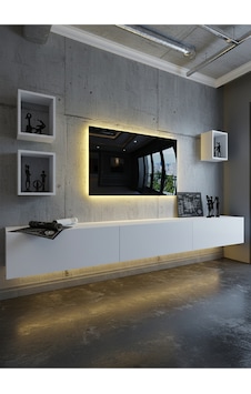 Resital Duvara Monte Ledli 270 Cm Tv Ünitesi Duvar Raflı - Ll6024 Beyaz Resital Duvara Monte Ledli 270 Cm Tv Ünitesi Duvar Raflı - Ll6024 Beyaz