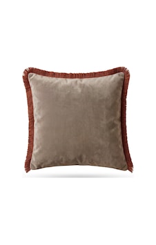 "taupe" Püsküllü Kadife Düz Kırlent Kılıfı - 45x45 Kiremit Vizon