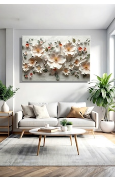 Modern Dekoratif Tekli Kanvas Tablo Yatay Salon Mutfak Yatak Odası Ofis 3d Efekt Beyaz Çiçekler Modern Dekoratif Tekli Kanvas Tablo Yatay Salon Mutfak Yatak Odası Ofis 3d Efekt Beyaz Çiçekler