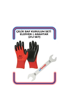 Çelik Raf Montaj Seti Eldiven + Anahtar 2'li Set Ekonomik Boy M8 x 15 MM Çelik Raf Montaj Seti Eldiven + Anahtar 2'li Set Ekonomik Boy M8 x 15 MM