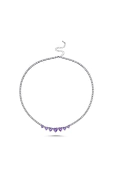 Merano Design Seven Heart Kolye Mor Gümüş Merano Design Seven Heart Kolye Mor Gümüş
