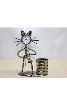 Metal Saksafon Çalan Kedi Müzisyen Saat Ve Kalemlik Alk4346 Metal Saksafon Çalan Kedi Müzisyen Saat Ve Kalemlik Alk4346