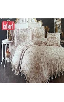Brillant 43195 Berika Fransız Dantelli Pike Takımı 4 Prç Bej