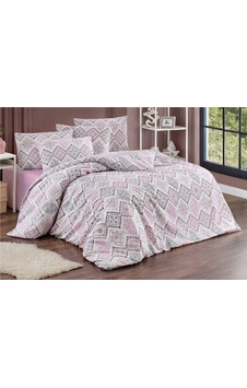 Çift Kişilik Nevresim Takımı 200x220cm 4 Yastık Kılıfı Lastikli Çarşaflı 180x200+25 Gri - Lila Çift Kişilik Nevresim Takımı 200x220cm 4 Yastık Kılıfı Lastikli Çarşaflı 180x200+25 Gri - Lila