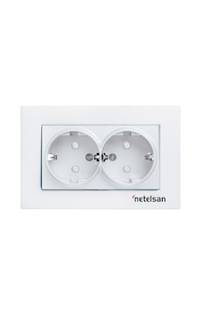 Byobu Beyaz Ikili Topraklı Priz - Çerçevesiz Byobu Beyaz Ikili Topraklı Priz - Çerçevesiz