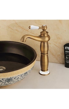 Fause Yüksek Çanak Rustik Lavabo Bataryası Vintage Antik Ksl100-A