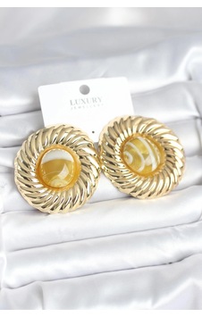 Mey İthalat Pirinç Gold Renk Kehribar Boncuklu Vintage Kadın Küpe 14k Altın Mey İthalat Pirinç Gold Renk Kehribar Boncuklu Vintage Kadın Küpe 14k Altın
