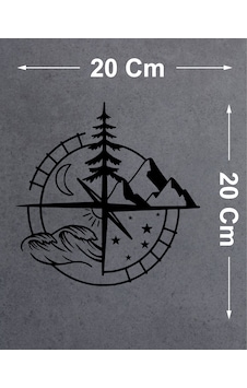 Pusula Dağ Orman Deniz Sticker - Araba Off Road 4x4 Karavan Motosiklet Sticker -00208 20x20 Cm