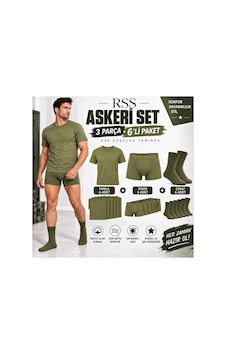 Recossa Askeri Fanila Boxer Çorap Seti Acemi Bedelli Asker Çamaşırı 6'lı Set Asker Yeşili Asker Yeşili Recossa Askeri Fanila Boxer Çorap Seti Acemi Bedelli Asker Çamaşırı 6'lı Set Asker Yeşili Asker Yeşili