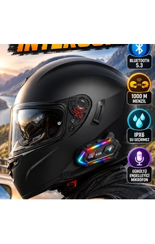 Bluetooth 5.3 Motosiklet Intercom 1000 M Menzil, Rgb Işık, Ipx6 Ve Gürültü Engelleyici Mikrofon Bluetooth 5.3 Motosiklet Intercom 1000 M Menzil, Rgb Işık, Ipx6 Ve Gürültü Engelleyici Mikrofon