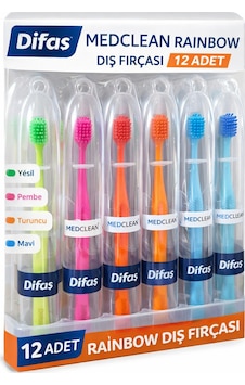 Difaş Medclean Rainbow Diş Fırçası 12 Adet Standlı Orta Sert Renkli Yetişkin Diş Fırçası Seti Difaş Medclean Rainbow Diş Fırçası 12 Adet Standlı Orta Sert Renkli Yetişkin Diş Fırçası Seti