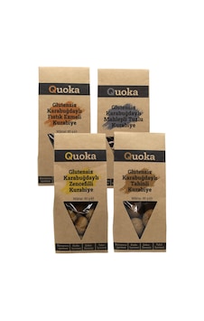 Quoka Karışık Tahinli + Zencefil + Fıstık Ezmeli + Tuzlu Kurabiye 4 x 80 G Quoka Karışık Tahinli + Zencefil + Fıstık Ezmeli + Tuzlu Kurabiye 4 x 80 G