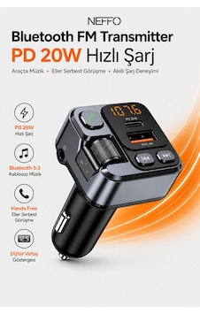 Bluetooth 5.3 Fm Transmitter Araç Çakmaklık Şarj Cihazı Pd 20w Type-c Usb Hızlı Şarj Aux Eller Serbest Konuşma Dijital Göstergeli Bluetooth 5.3 Fm Transmitter Araç Çakmaklık Şarj Cihazı Pd 20w Type-c Usb Hızlı Şarj Aux Eller Serbest Konuşma Dijital Göstergeli