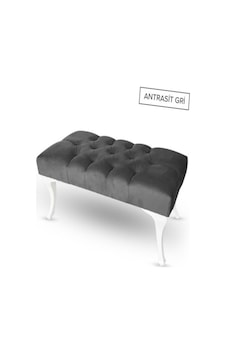 Hünkar Puf Bench Gri 90 Cm. 1. Sınıf Silinebilir Kumaş Antrasit Gri