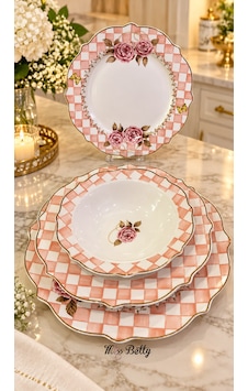 Rosadora New Bone 24 Parça Yemek Takımı Sofra Sunum Seti Pembe Rosadora New Bone 24 Parça Yemek Takımı Sofra Sunum Seti Pembe