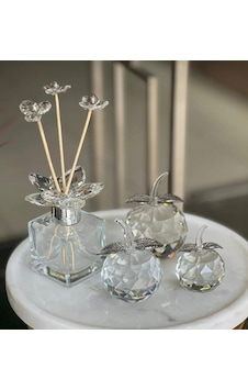 Dekoratif Kristal Koku Şişesi Ve 3 Lü Elma Set Gümüş Dekoratif Kristal Koku Şişesi Ve 3 Lü Elma Set Gümüş