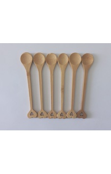 Ahşap Kaşık Kalp Desenli 14cm