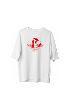 Freedom Storee 19 Mayıs Atatürk Temalı Gençlik Ve Spor Bayramı Bisiklet Yaka T-shirt - Beyaz Çok Renkli