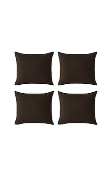 Kahve Kırlent Kılıfı 4'lü Set - Gizli Fermuarlı - Kadife Dokulu Kahverengi