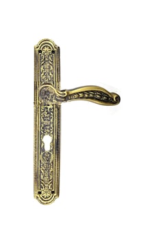Antik Ulu Model Büyük Kapı Kolu Takımı, 354x57 Mm, Yaylı - Pirinç, Antik, Tarihi, Osmanlı Stil Lale Ve Desen İ