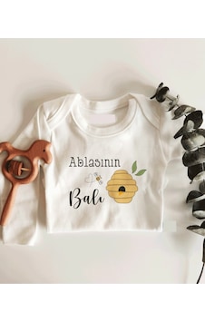 İmaj Tuğbababy Ablasının Balı Uzun Kol Çıtçıtlı Organik Bebek Body Beyaz İmaj Tuğbababy Ablasının Balı Uzun Kol Çıtçıtlı Organik Bebek Body Beyaz
