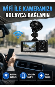 Çift Kameralı Wifi Araç Kamerası 170 Geniş Açı Full Hd Araç İçi Kayıt Sistemi - Bayi Depom Çift Kameralı Wifi Araç Kamerası 170 Geniş Açı Full Hd Araç İçi Kayıt Sistemi - Bayi Depom