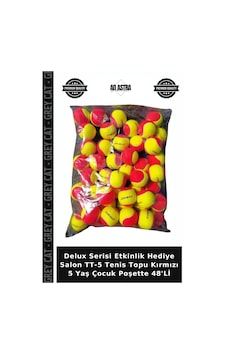 Delux Serisi Etkinlik Hediye Salon Tt-5 Tenis Topu Kırmızı 5 Yaş Çocuk Poşette 48'li Delux Serisi Etkinlik Hediye Salon Tt-5 Tenis Topu Kırmızı 5 Yaş Çocuk Poşette 48'li