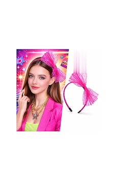 80 Ler 90 Lar Neon Pembe Dantel Taç Fiyonklu Pop