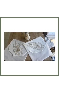 Bezos Fransız Güpürlü Zarf Bohça Nişan Söz Saten Bohça Lüks 3 Boyutlu Çeyizlik Bohça 50x50 Cm 1 Adet Bezos1