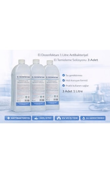 El Dezenfektanı 1 Litre Antibakteriyel El Temizleme Solüsyonu 3 Adet