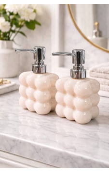 Makri Home 2 Adet Bubble Cam Sıvı Sabunluk, 300 Ml + 300 Ml - Krem, 9,5x6,5x15 Cm Makri Home 2 Adet Bubble Cam Sıvı Sabunluk, 300 Ml + 300 Ml - Krem, 9,5x6,5x15 Cm