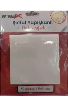 İnox Yapışkanlı Not Kağıdı Şeffaf 75x75mm 50 Yaprak İnox Yapışkanlı Not Kağıdı Şeffaf 75x75mm 50 Yaprak