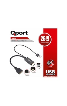 Hdmı M To Displayport F Çevirici Kablo 26cm Hdmi Qport Q-dpx Hdmı M To Displayport F Çevirici Kablo 26cm Hdmi Qport Q-dpx