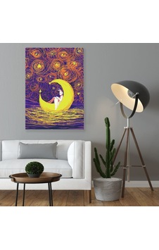 Bk Home Tavşan Kız Ve Ay Fantastik Kanvas Tablo 70X100Cm Bk Home Tavşan Kız Ve Ay Fantastik Kanvas Tablo 70X100Cm