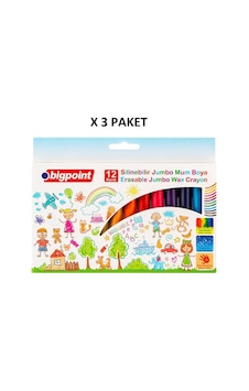 Bigpoint Jumbo Mum Boya Silinebilir 12 Renk X 3 Paket Çok Renkli