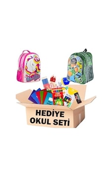 2K Hediyelik İlk Okul Seti Kuru Sulu Pastel Boya Kurşun Kalem Çanta