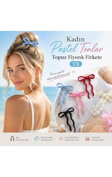Kadın Pastel Tonlar Topuz Fiyonk Firkete 5'li Toka Seti, Kadın Ço Çok Renkli Kadın Pastel Tonlar Topuz Fiyonk Firkete 5'li Toka Seti, Kadın Ço Çok Renkli