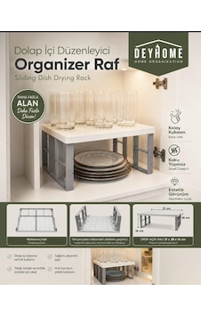 Dolap İçi Düzenleyici Organizer Raf 31x28x16 Cm Katlanabilir Mutfak Dolap Rafı Tabak, Bardak, Kupa Ve Mutfak Eşyası Düzenleme Standı 7009