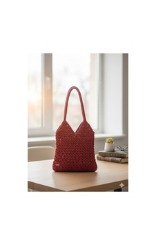 Execanta Omuz Çanta Kağıt İp Örme Kiremit Kırmızı 30x41x25 Kiremit Execanta Omuz Çanta Kağıt İp Örme Kiremit Kırmızı 30x41x25 Kiremit