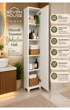 Tower Banyo Dolabı Çok Amaçlı Banyo Mutfak Dolabı Banyo Rafı Beyaz Beyaz Tower Banyo Dolabı Çok Amaçlı Banyo Mutfak Dolabı Banyo Rafı Beyaz Beyaz