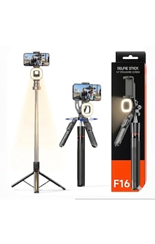 F16 Selfie Çubuğu Işıklı Tripod Bluetooth Uzaktan Kumandalı 360' Dönebilen Çok Amaçlı Tripod Siyah F16 Selfie Çubuğu Işıklı Tripod Bluetooth Uzaktan Kumandalı 360' Dönebilen Çok Amaçlı Tripod Siyah
